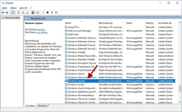 Automatische Updates deaktivieren bei Windows 10 Dienste Verwaltung