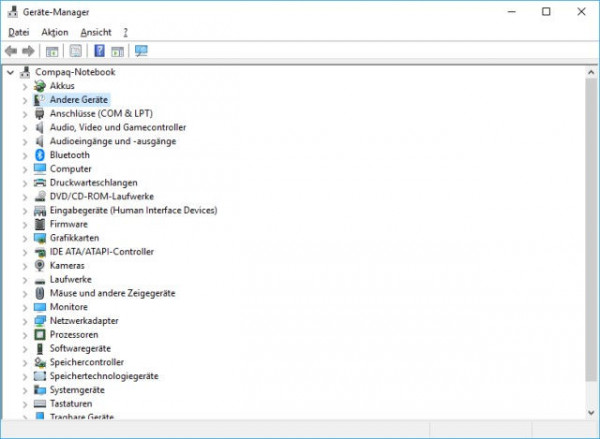 Gerätemanager hier auf meinem Compaq-Notebook