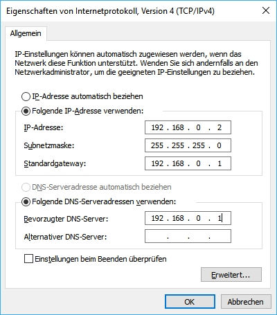 IP-Adresse manuell festlegen