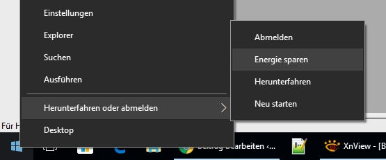 Windows herunterfahren Optionen