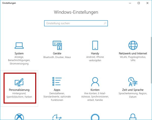 Windows Einstellungen Personalisierung - Papierkorb deaktivieren