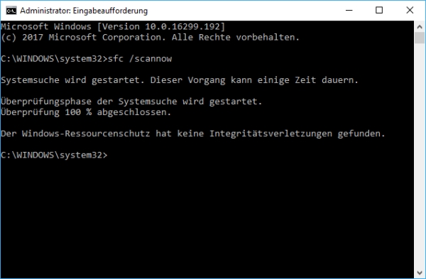 Überprüfung der Systemdateien bei Windows beendet Überprüfung der Systemdateien bei Windows beendet
