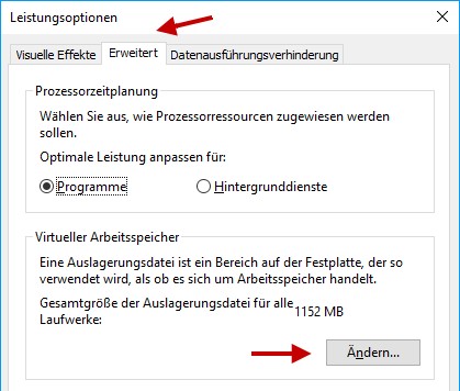 Leistungsoptionen virtueller Arbeitsspeicher