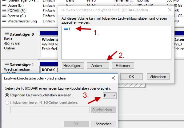 Laufwerksbuchstaben ändern bei Windows 10