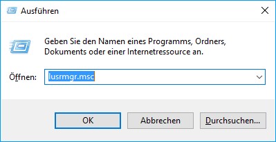 Ausführen Fenster geöffnet um das Gastkonto zu aktivieren