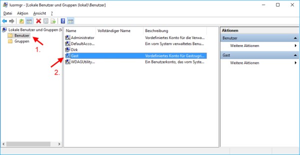 Verwaltung für Lokale Benutzer und Gruppen