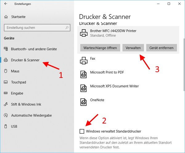 Drucker und Scanner verwalten