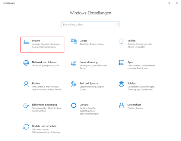 Windows Einstellungen öffnen um die CPU herauszufinden