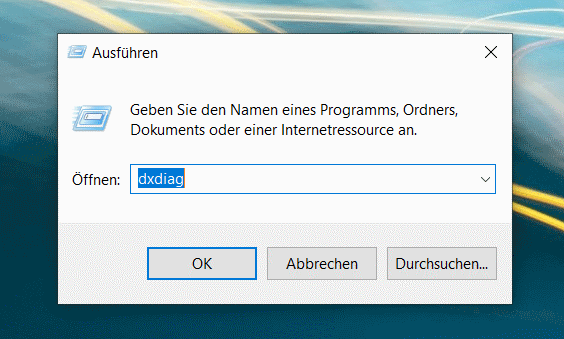 dxdiag öffnen