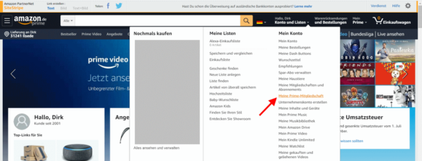 Mitgliedschaftsverwaltung von Amazon Prime Mitgliedschaftsverwaltung von Amazon Prime aufrufen