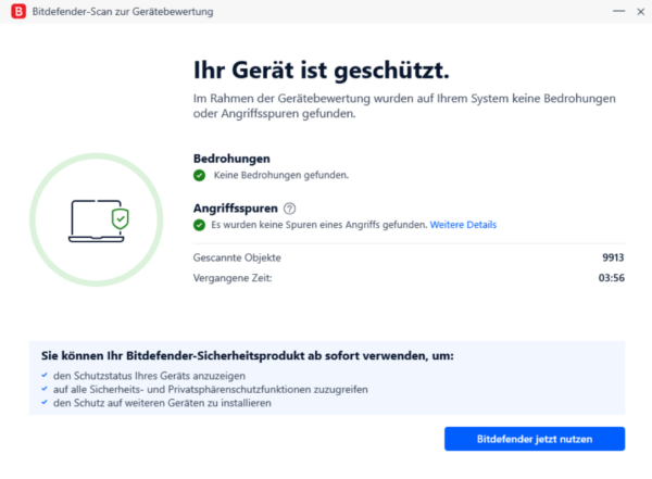 Bitdefender Antivirus Plus Gerätebewertung