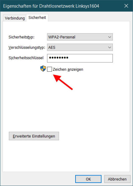 WLAN Passwort auslesen und anzeigen lassen