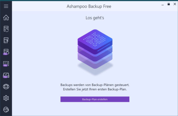 Ashampoo Backup FREE Dashboard