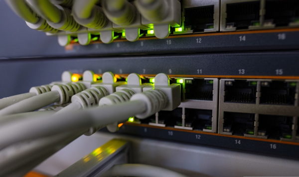mehrere Patchkabel angeschlossen
