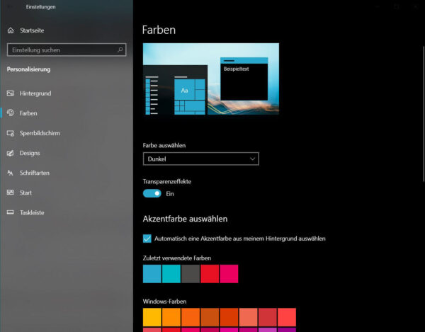 Windows 10 Dark Mode aktivieren Einstellungen