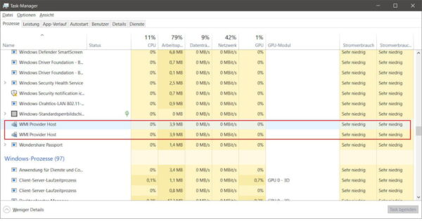 WMI Provider Host im Task-Manager WMI Provider Host im Task-Manager
