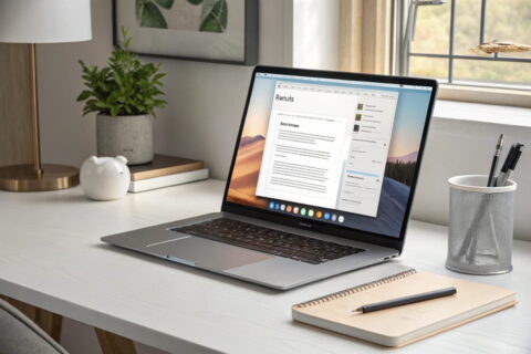Kostenloses Schreibprogramm mit Textformatierung und Rechtschreibprüfung auf einem Laptop.