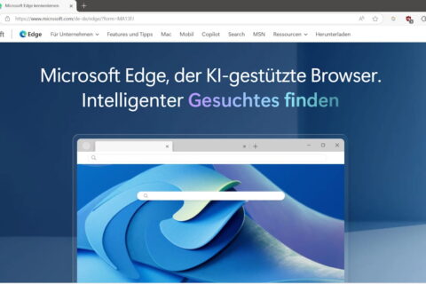 Microsoft Edge Browser mit KI-Funktionen auf der offiziellen Microsoft-Website vorgestellt.